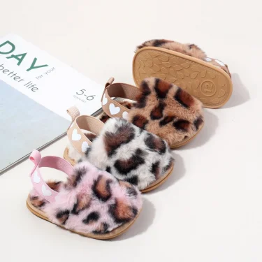 Winter Baby Plush Toe Soft Slippers Spring and Autumn Girls Boys Indoor Walking Shoes Fashion Leopard Point Toddler Infant Shoes 2