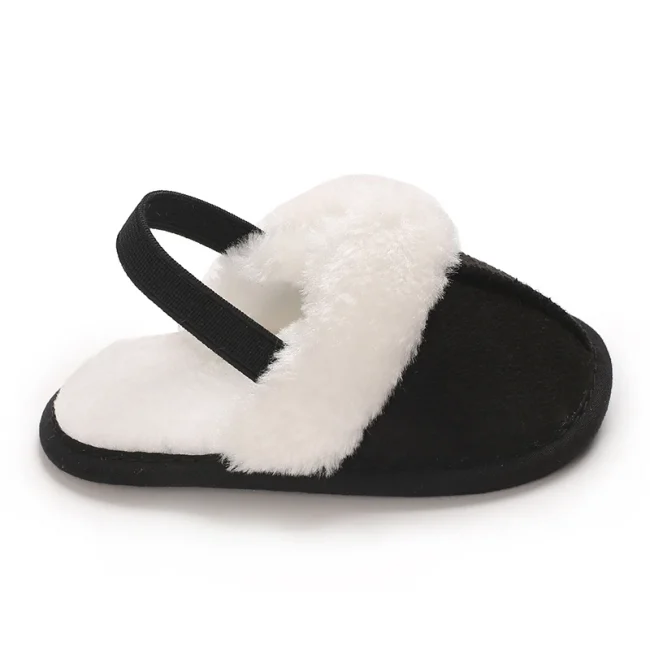 0-1 Years Old Winter Baby Slippers Fluffy Baby Boy Girl Sandals Cute Plush Soft Non-slip Sole Toddler First Toddler Baby Shoes 5