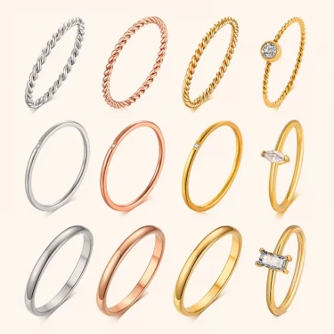 Chic Twisted Rope Slim Ring for Women, Stainless Steel Metal Wedding Rings Finger Band, New Elegant Simple Vintage Party Jewelry 1