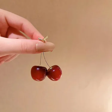 Sweet Red Cherry Earrings Ladies Fashion Delicate Fruit Design Drop Dangle Earrings Wedding Party Korean Ear Jewelry Gift 3