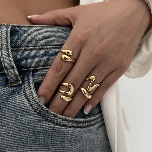 DIEZI One Set Irregular Geometric Rings For Women Men Girls Punk Fashion Beach style Gold Silver Color Knuckle Joint Ring 2