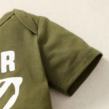0-18 Months Newborn Baby Boy 3PCS Clothes Set Letters Print Short Sleeve Romper + Camouflage Pants with Hat Casual Outfit 4