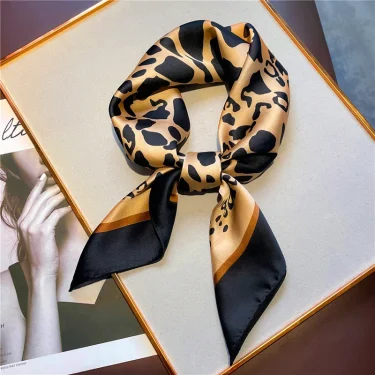 70cm Square Luxury Silk Scarf Ladies Leopard Print Headband Small Hair Scarves Band Female handkerchief Scarves 1