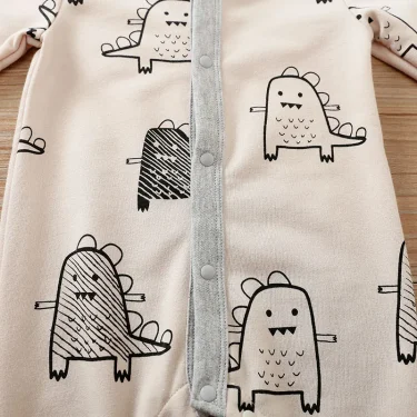 Newborn Clothing Solid Color Fashionable Children's Jumpsuit Long Sleeved Cute Cartoon Dinosaur Girl Boys Autumn/Winter Jumpsuit 4