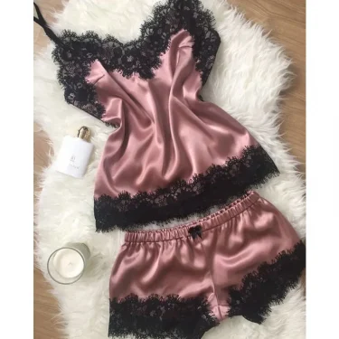Sexy Women Lace Sleepwear Plus Size Lace Comfortable Lingerie Nightgown Sleeveless Nighty Sets Pants Sexy Nightwear 5