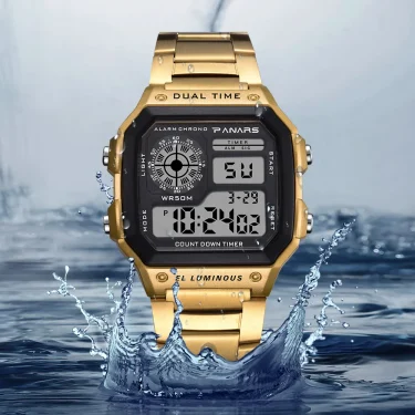 PANARS Top Luxury Stainless Steel Strap Sport Watches Men Waterproof Back Light Digital Wristwatch Male Alarm Trendy and Fashion 2