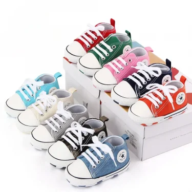 Baby Canvas Classic Sports Sneakers Newborn Baby Boys Girls Print Star First Walkers Shoes Infant Toddler Anti-slip Baby Shoes 1