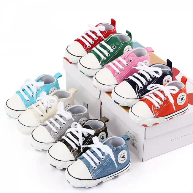 Baby Canvas Classic Sports Sneakers Newborn Baby Boys Girls Print Star First Walkers Shoes Infant Toddler Anti-slip Baby Shoes 1