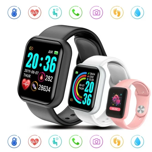 Smart Watches Fitness Bracelet Women Men Bluetooth Connected Phone Music Sports Bracelet Sleep Monitor Y68 Clock Smartwatch D20 1