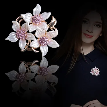 European and American high-end exquisite brooch camellia silk scarf buckle dual-purpose scarf buckle flower clothes accessories 2