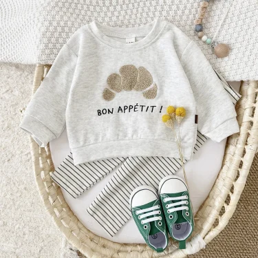 Ins Newborn Clothes Boys Girls Sets Spring 2Pcs Cartoon Embroidery Long Sleeve Top+Pants Cotton Autumn Tracksuit Toddler Outfit 2