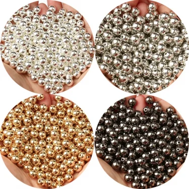3/4/6/8/10/12mm Round Spacer Beads CCB Gold Silver Color Smooth Loose Ball Beads for Bracelet DIY Jewelry Making Accessories 1