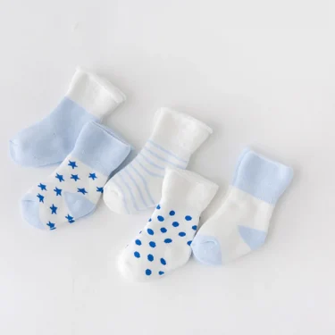 5Pair/lot New boy and girl baby socks thick newborn autumn and winter warm foot sock 6