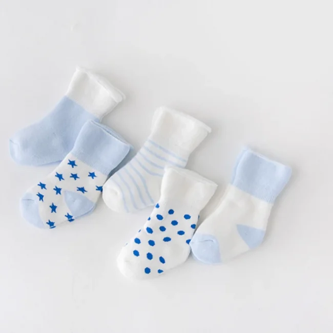 5Pair/lot New boy and girl baby socks thick newborn autumn and winter warm foot sock 6