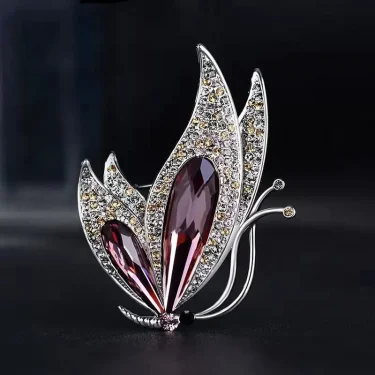Luxury Crystal Butterfly Brooches For Women Rhinestone Elegant Fashion Animal Brooch Pins Dress Suit Accessories Jewery Gifts 1