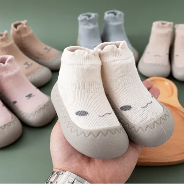 Baby Shoes Kids Soft Rubber Sole First Walkers Children Sock Shoes Non-slip Floor Socks Toddler Sock Shoes 0-4Y Boy Girl Booties 1