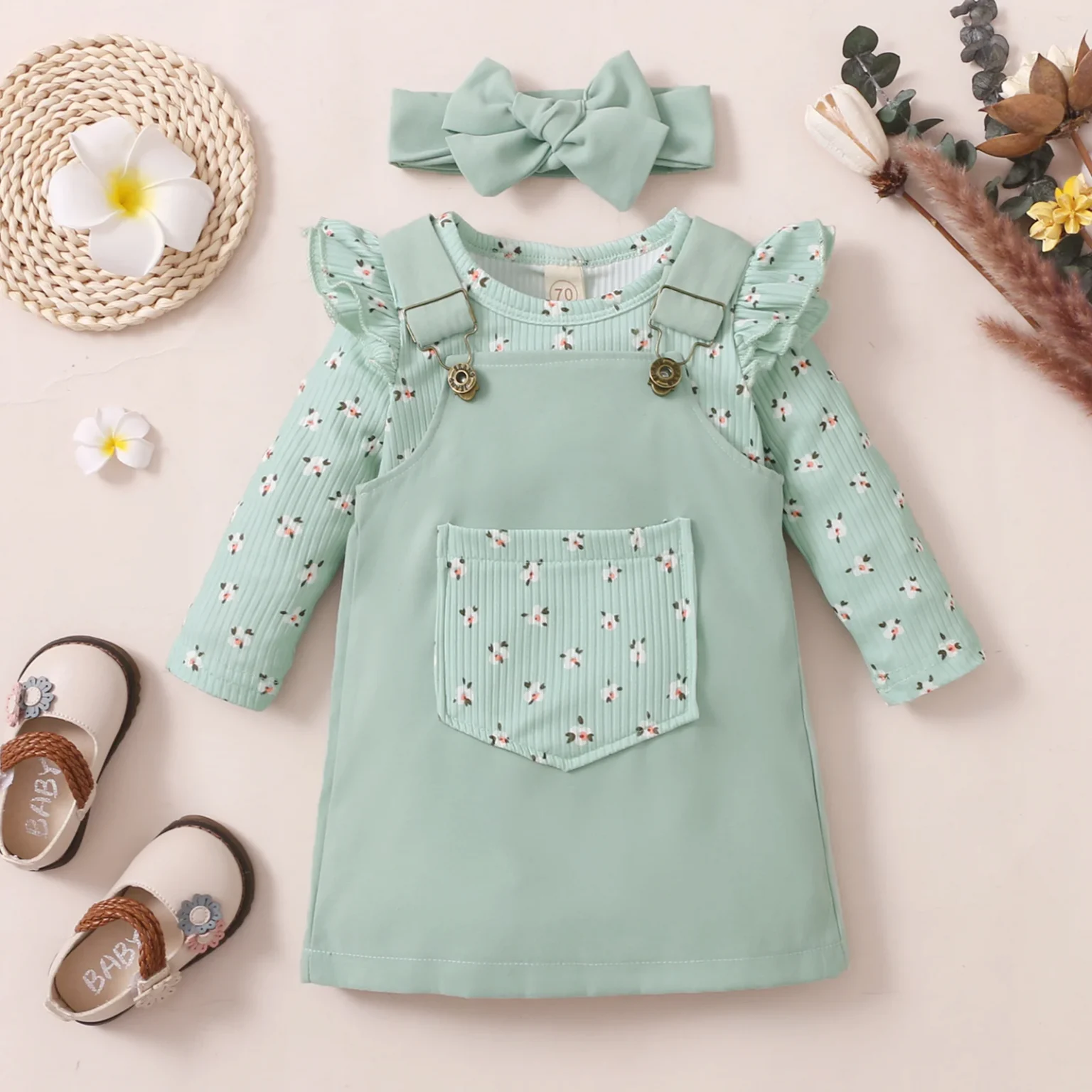 Ma&Baby 0-18M Newborn Infant Baby Girl Clothes Set Floral Ruffles Romper Corduroy Dress Overall Outfits Autumn Spring D84 5