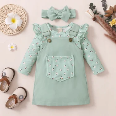 Ma&Baby 0-18M Newborn Infant Baby Girl Clothes Set Floral Ruffles Romper Corduroy Dress Overall Outfits Autumn Spring D84 5
