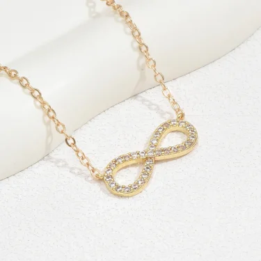 Fashion Simple Stainless Steel Infinity Pendant Necklace for Women Classic Lucky Zircon Love You Forever Jewelry Birthday Gift 2