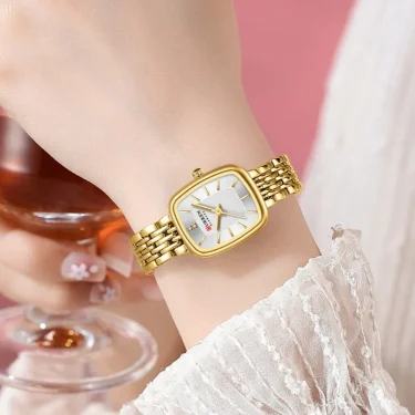 CURREN 9093 Elegant Women Quartz Watch Fashion Square Dial Business Stainless Steel Waterproof Simple Ladies Casual Watches 4