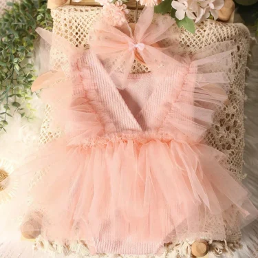 Ylsteed Violet Newborn Outfit for Pictures Knitted Infant Photography Romper with Matching Headbands Mesh Dress Portrait Props 2