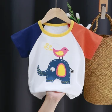 Summer Baby T-shirt Fashion Cartoon Girls Tees Short Sleeve Cotton Boys Tops Korean Casual Kids Clothes for 0-7Y Cheap Stuff 6