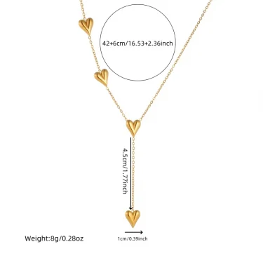 DIEYURO 316L Stainless Steel Heartshaped Gold Color Bracelet Necklace For Girl Delicate Fashion Simplicity Pendant Jewelry Suit 2