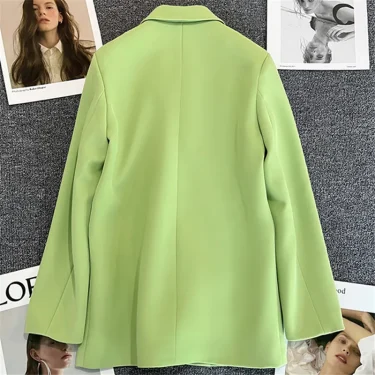Candy Color OL Blazer Spring Autumn Notched Long Sleeve Double Breasted Metal Button Slim Pocket Blazer Coats ZXFS-S602 5