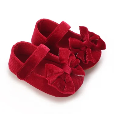 Spring and Autumn Girl Baby Shoes Classic Fashion Red Theme Cute Bow Princess Shoes Rubber Sole Anti slip Comfortable Walking Sh 2