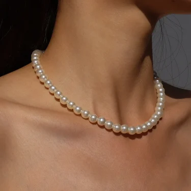 2025 Trend Wedding Party Jewelry Big Pearl Choker Necklace For Women Elegant White Imitation Pearl Necklaces X0172 1