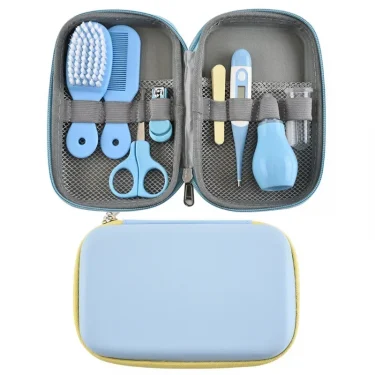 Baby Nasal Aspirator Nail Scissors Cartoon Set Daily Cleaning Supplies Care Bag Baby Care EVA Bag Eight-piece Set 1