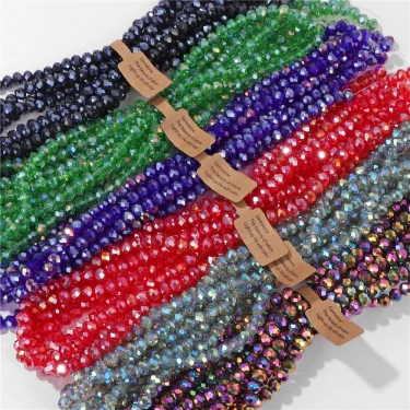 4x6mm 5x8mm Faceted Rondelle Plated Bead Loose Crystal Glass Beads Transparent Austrian Glass Bead for Jewelry Making Needlework 2