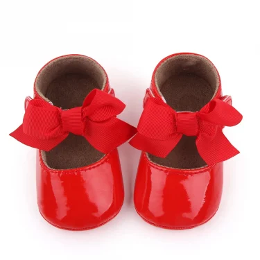 Baby Girl Princess Shoes High Quality PU and TPR Anti-slip Cute Bowknot Toddler Birthday Party Shoes for 0-18 M 2025 New Fashion 2