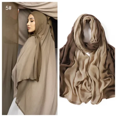 Women Big Size Gradient Cotton Rayon Crease Hijab Scarf Lady High Quality Wraps and Shawls Musulman Headband Islamic Turban 6