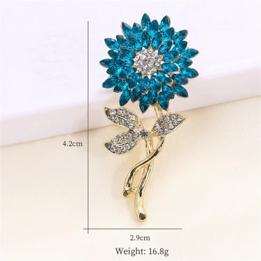 Korean Full Rhinestone Sunflower Brooches for Women Luxury Design Jewelry Party Wedding Gifts Trendy Charm Shiny Brooch Pins 5
