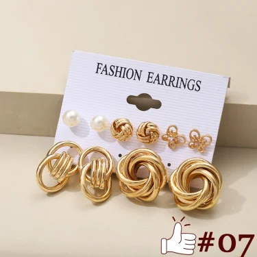 17KM Vintage Pearl Earrings Set Metal Gold Color Dangle Earrings Heart Butterfly Hoop Earrings Geometric Fashion Jewelry Trendy 2