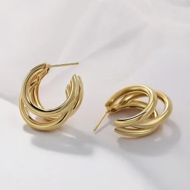 Stainless Steel Smooth Metal Chunky Hoop Earrings for Women Fashion Round Circle Hoops Statement Earrings 2025 Trendy Jewelry 5