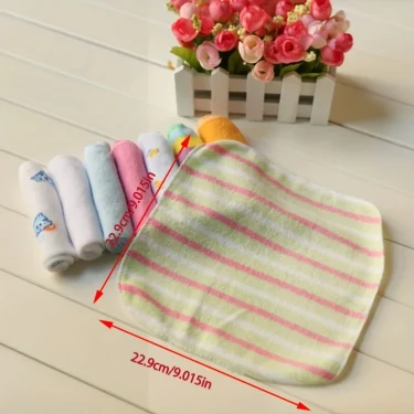8PCS Baby Washcloths Set, Soft Absorbent Organic Cotton Washable Saliva Towel Face Wipes, Newborn Bath Face Towel Random Color 2