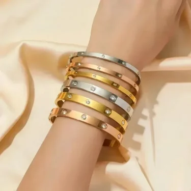 LATS Non-fading Stainless Steel Cubic Zirconia Bracelet for Women Men Couple Holiday Gift Party Everyday Fashion Jewelry 3