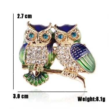 Creative Cartoon Cute Owl Brooch Unisex Fashion Delicate Color Rhinestone Temperament Blue Women Brooches Pin Accessories 3