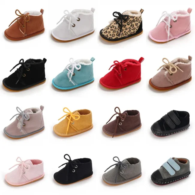 New Snow Baby Booties Shoes Baby Boy Girl Shoes Crib Shoes Winter Warm Cotton Anti-slip Sole Newborn Toddler First Walkers Shoes 1