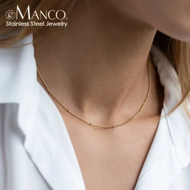 eManco Gold Color Stainless Steel 316 Chain Choker Necklace Women Chain Necklace Sets for Women gift 5