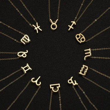 3Pcs/set 12 Zodiac Sign Necklace For Women 12 Constellation Pendant Chain Choker Birthday Jewelry With Cardboard Card 4