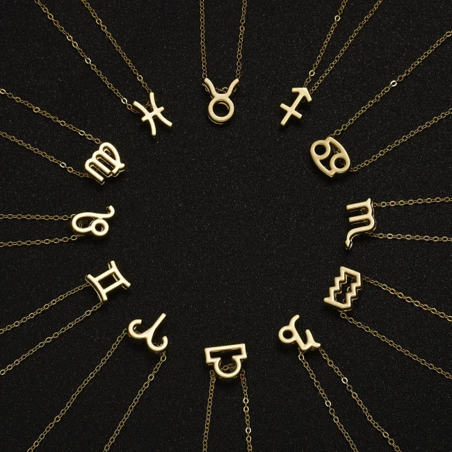 3Pcs/set 12 Zodiac Sign Necklace For Women 12 Constellation Pendant Chain Choker Birthday Jewelry With Cardboard Card 4