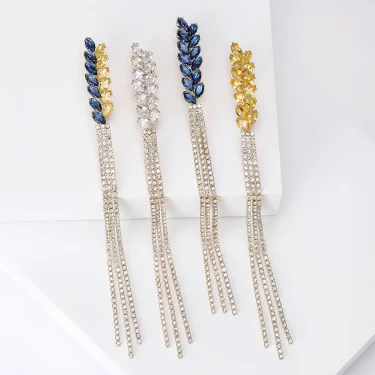 Rhinestone Wheat Ear Brooches for Women Unisex Tassel Wheat Plant Pins Banquet Party Backpack Gifts Jewelry Accessories 2
