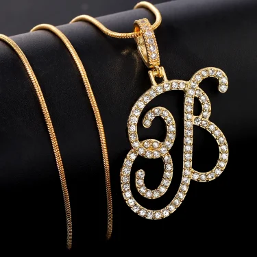 Flatfoosie New A-Z Cursive Initial Letter Name Pendant Necklace For Women Simple Rope Chain Letter Necklace Fashion Jewelry Gift 2