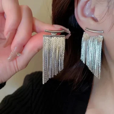 Fashion Statement Earrings Long Statement Gold Color Bling Tassel Earrings For Women Female Wedding Daily Pendant Jewelry Gifts 3