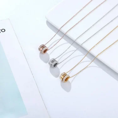 Small And Exquisite Three Zircon Circle Pendant Necklaces For Women High Quality Stainless Steel Love Necklace Birthday Gift 2