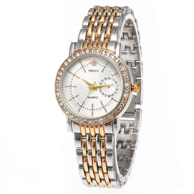 New Luxury Exquisite Women Quartz Watch Business Fashion Casual Round Rhinestone Quartz Watch Gift For Friends Family Relogio 1