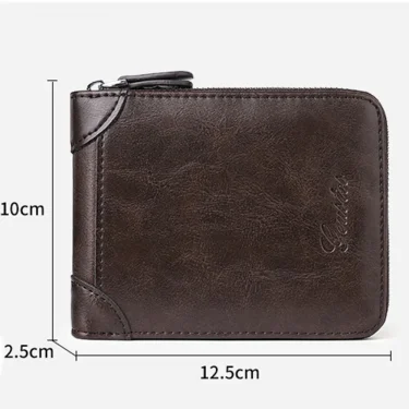 Classic Men Wallet Fashion RFID Blocking Man Leather Wallet Coin Purse Zipper Business Card Holder ID Money Bag Male Short Purse 5